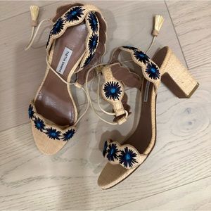 Tabitha Simmons raffia embroidered sandals